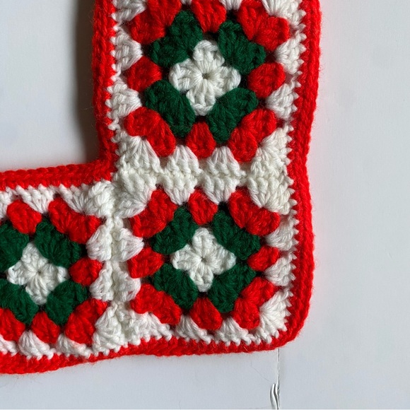 Crocheted Granny Square Christmas Stocking Mom Red Green 19” Long Hand Made EUC - Picture 4 of 16